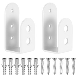 2 Pcs Door Barricade Brackets, Door Barricade Clamps U Brackets, U Shaped Bar Security Door Locks Brackets, for Home Barn Shed Garage Gate Door Reinforcement, Fits 2 x 4 Lumber (2pcs White Round)