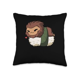 Kawaii Anime Bigfoot Sasquatch Japanese Sushi Throw Pillow