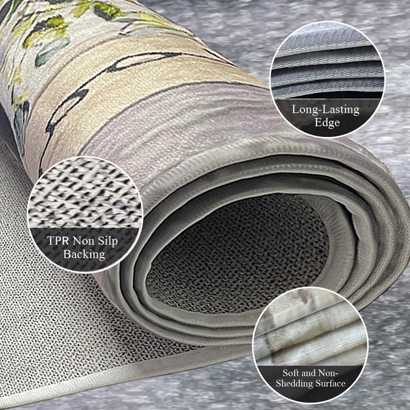 BAOMANYI BAOMANYI Laundry Room Rug Runner, Machine Washable Modern Solid