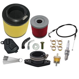 TRX350 Carburetor Kit Fit for Honda Rancher 350 TRX350FE TRX350FM TRX350TE TRX350TM 2000-2006 4 Stroke ATV with Air Filter & Oil Filter & Spark Plug & Intake Pipe & Choke Cable