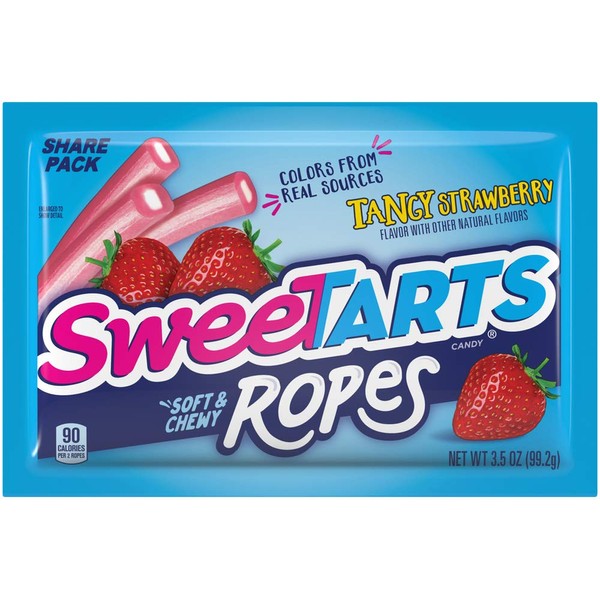 SweeTARTS Tangy Strawberry Ropes Soft & Chewy Candy, 3.5 Ounce (Pack of 12)