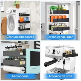 RAMSPIT Estante Organizador Magnético, 7 Piezas Especieros Para Cocina, Organizador De Especias Con Soporte De Papel y 4 Ganchos, Gran Capacidad De...