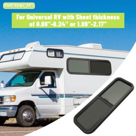42" W X 12" H RV Window Horizontal RV Slide Window RV Camper Window Replacement Kit with Screen Tempered Glass Interior Camper RV Window for 0.08"- 0.24" or 1.9"-2.1" Wall