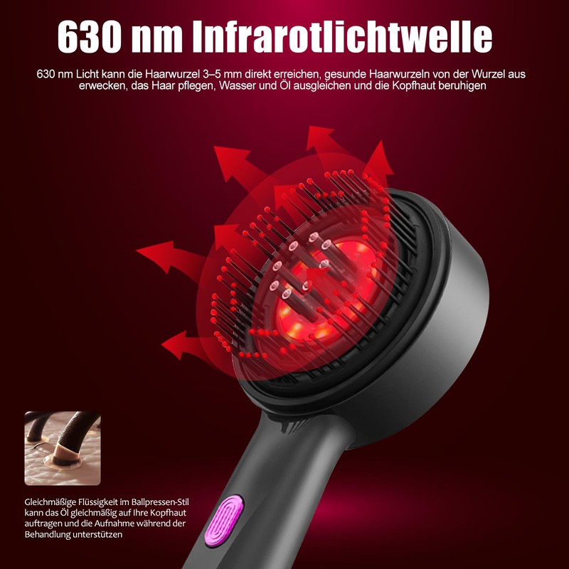 Scalp Massage Brush Electric Head Massager with Red Light Serum