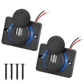 Linkstyle RV USB Outlet, Dual 3.1A USB A Charger Panel with LED Light Charging Socket Panel for 12V/24V Car Marine Boat 2Pcs