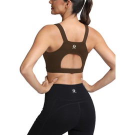 ICTIVE Sports Bras for Women High Support High Impact Bust Push up Racerback Workout Running Bra Coffee M
