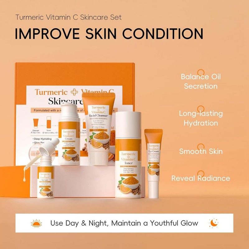 ARCHIDATE Turmeric Vitamin Skin Care Kit Moisturizes Skin