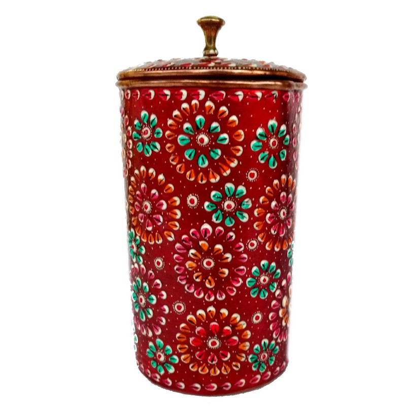 RASTOGI Handicraft Pure Copper Jug Hand Painting Decorated for Water