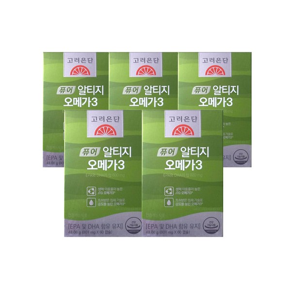 Korea Eundan Pure Altige Omega 3 60 capsules, 5 boxes, 5 months supply / 고려은단 퓨어 알티지 오메가3 60캡슐 5박스 5개월분