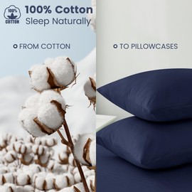 LINENOVA 100% Luxury Cotton Body Pillowcase(1 Piece),Super Soft and Breathable Envelope Closure Pillow Cases - 48x150cm - Navy