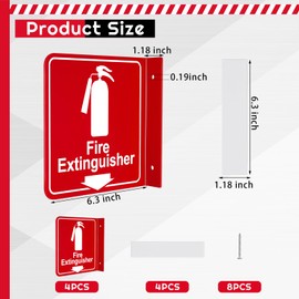 Barydat 4 Pcs Fire Extinguisher Signs with Pre Drilled Mounting Holes Fire Extinguisher with Down Arrow Industrial Warning Signs with Screws and Adhesive Tapes for Home Office Business