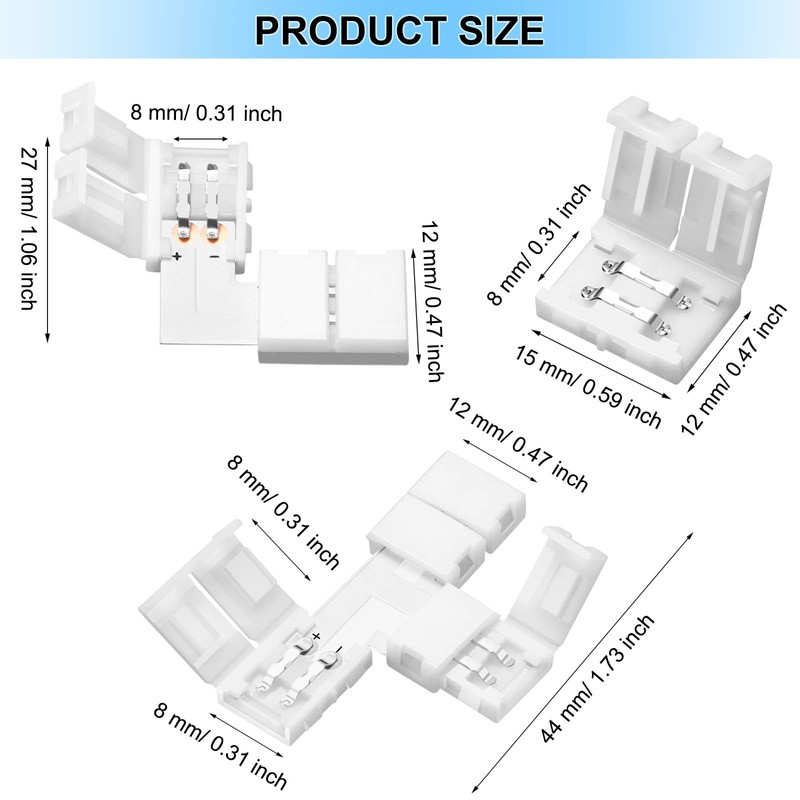 Mudder 40 Pieces 2 Pin LED Strip Connectors Lights Connector