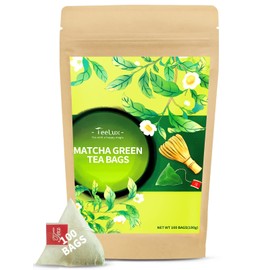 TeeLux Matcha Green Tea Bags, Classic Premium Japanese Matcha + Sencha Green Tea, Super Antioxidant, Zero Calories, Caffeinated, 100 Count