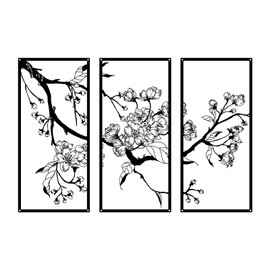 ruelen 3 Pieces Metal Flowers Wall Decor, Modern Minimalist Floral Line Sculpture, Large Wall Art Hanging Home Wall Decor for Bedroom Living Room Above Bed Bathroom Office Indoor & Outdoor