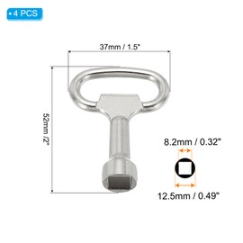 PATIKIL 8mm/0.3" Hole Socket Spanner Key, 4 Pack Zinc Alloy Square Electrical Cabinet Gas Water Meter Switch Safety Key for Cupboard Panel Lock