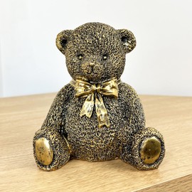 Alfie Francis 13.5cm Tall Gold Cute Teddy Bear Ornament Figurine Statue Sculpture Home Decor Accessory New Born Baby Nursery Decoration Shelf Sitter Object