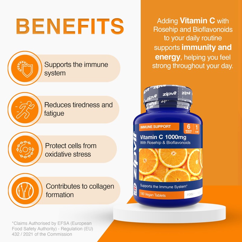 Zipvit Vitamin C 1000mg, 180 High Strength Vitamin C Tablets