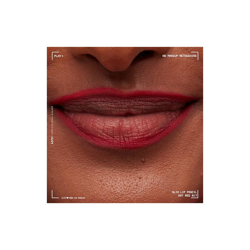NYX PROFESSIONAL MAKEUP Slim Lip Pencil, Hot Red, 0.03 Ounce