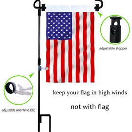 Garden Flag Stand-Holder-Pole with Flag Stopper and Clip Waterproof Powder-Coated Paint for House Flags,Decorative Flags,Yard Flags,Seasonal Flags Keep Your Flags from Flying Away in High Winds