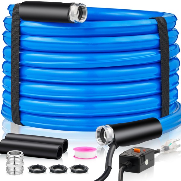 HANDNAM 25FT Heated Water Hose for RV, -45 ℉ Antifreeze Heated Drinking Water Hose 5/8", Heavy Duty Heated Water Hose with Energy Saving Thermostat for Camper, RV, Garden, No Leaks, Lead and BPA Free
