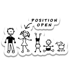 Bargain Max Decals Stick Figure Family Position Single Mother Open Window Laptop Car Sticker 6"