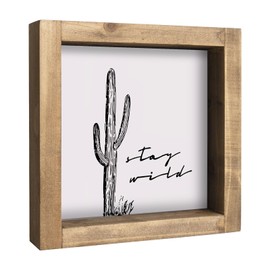 flangairy Western Wall Decor, Cactus Wall Art, Wood Southwest Desert Sign, Southwestern Living Room Aztec Home Farmhouse Table Desk Shelf Boho Decorations
