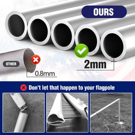 Super Thick Flag Pole Kit, 20 FT 12 Gauge Aluminum flagpoles for outside house, Heavy Duty flag pole with Embroidered American Flag and All Metal Hardware,100MPH Wind Tested