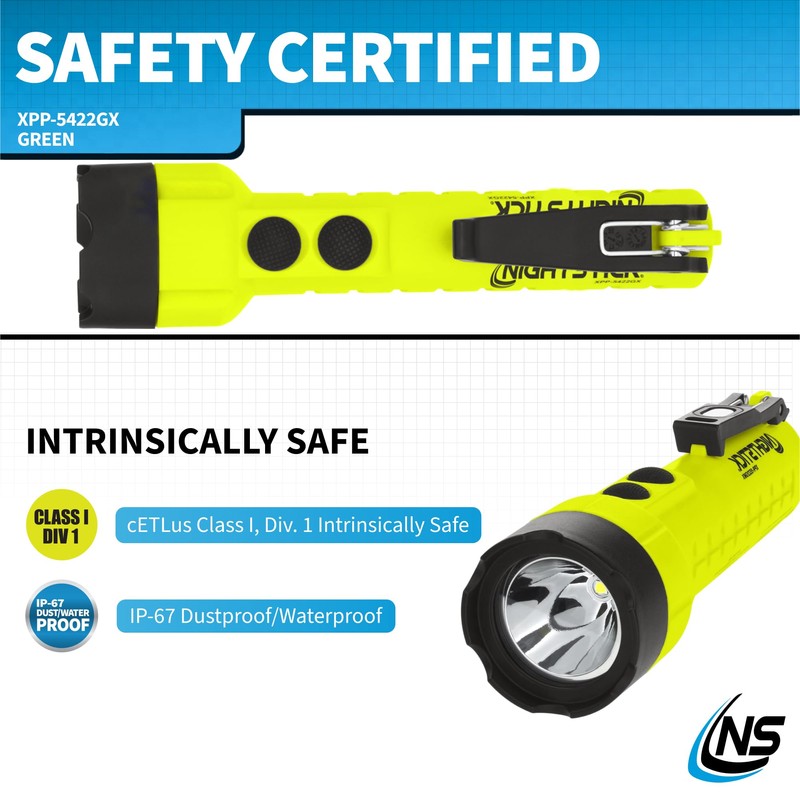 Nightstick XPP-5422GX Intrinsically Safe Dual-Light Flashlight, Green/Black