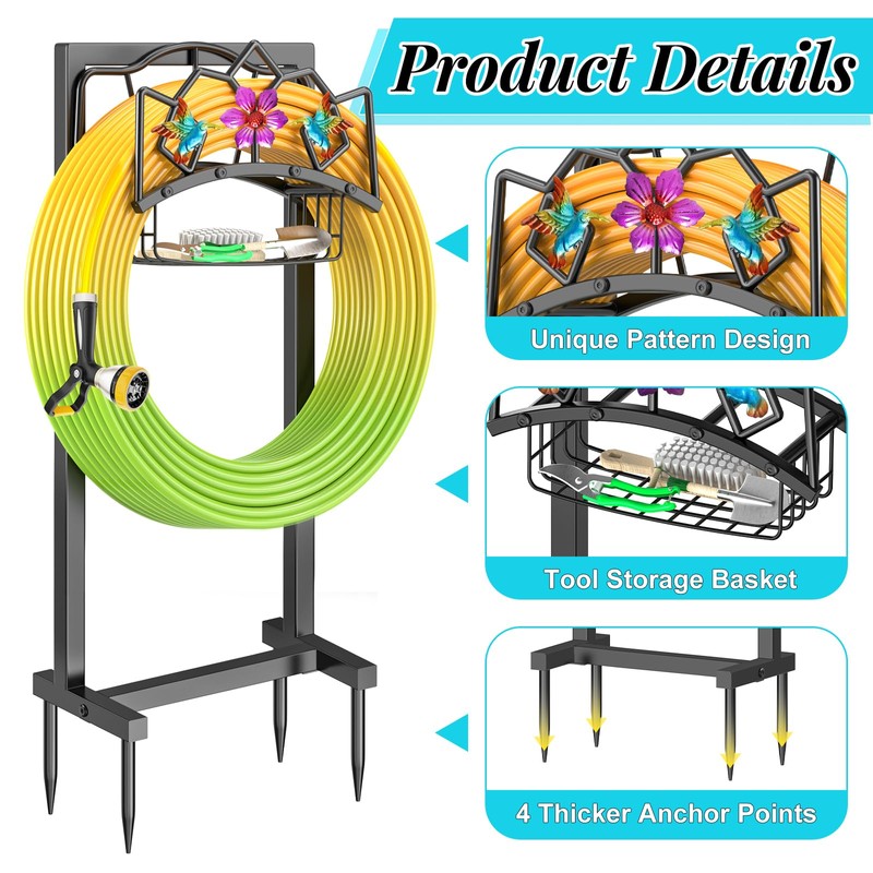 Gouisalin Garden Hose Holder, Heavy Duty Metal Water Hose Holder