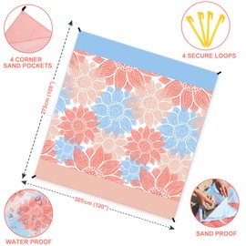 HIHOHO Beach Blanket Waterproof Sandproof Extra Large Beach Mat 79" X 83"/120"x108"for 1-8 Adults Quick Drying Durable Outdoor Picnic Mat for Beach Travel Camping Hiking