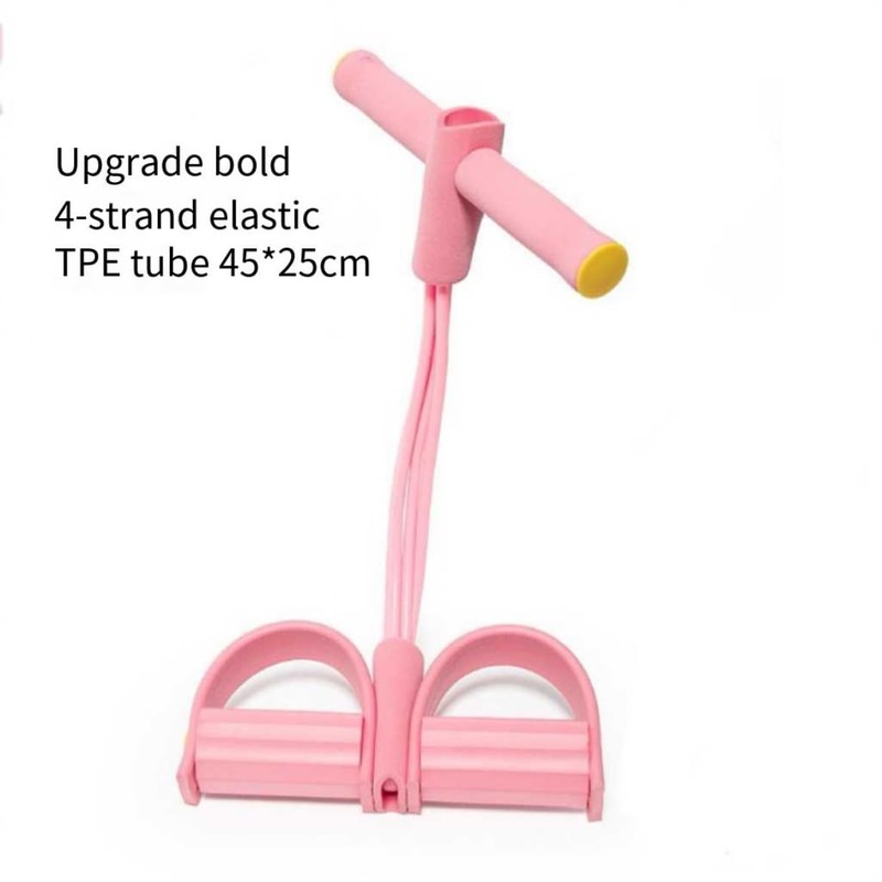 4-Strand TPE Exercise Band with Handle, Pink and Purple, Elastic