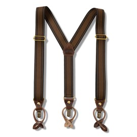 ARTBROWN Suspenders, Y-Type, Genuine Leather, Men's, Hanging Band, Unisex, Wide, 1.4 inches (3.5 cm), Width 1.4 inches (35 mm), Clip-on Accessories, Gift for 30s, 40s, 50s, Gifts, Gift, heli brown