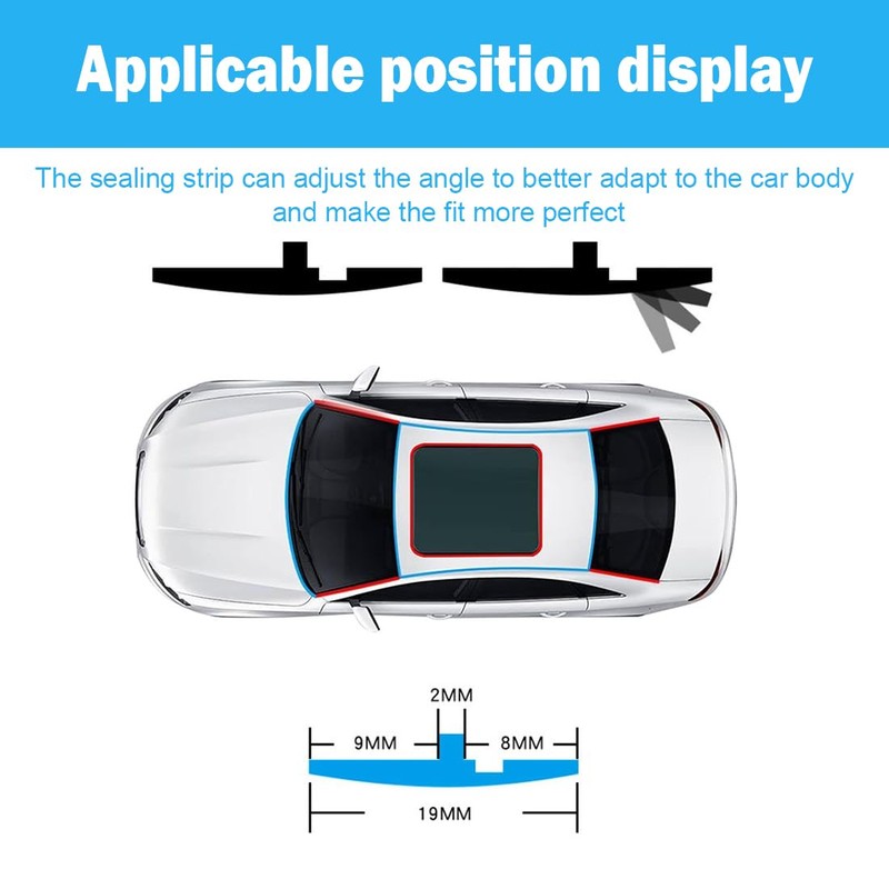 19.7FT Universal T-Shape Car Windshield Weather Stripping - Self-Adhesive Rubber