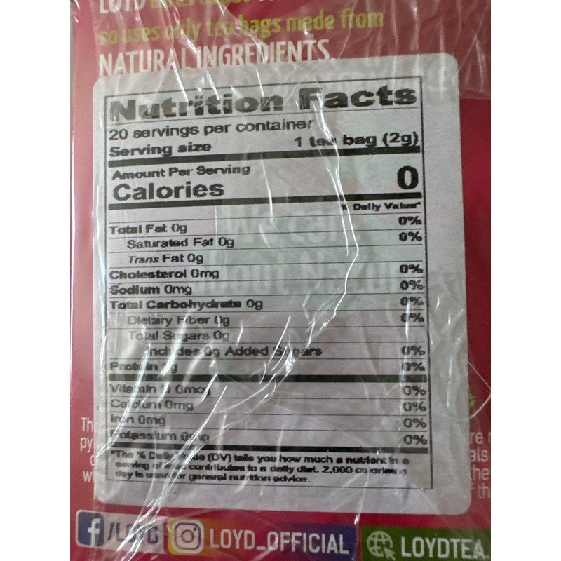 Loyd Fruit Tea Raspberry & Strawberry Flavored, 20 teabags (Pack