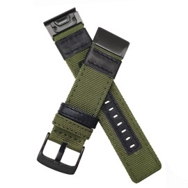 YOOSIDE Nylon Watch Strap for Garmin Fenix 5X / Fenix 6X / Fenix 7X / epix Pro 51mm, Quick Fit 26mm Woven Nylon Durable Sweat-proof Wrist Band for Enduro, Tactix 7 Pro (Green)