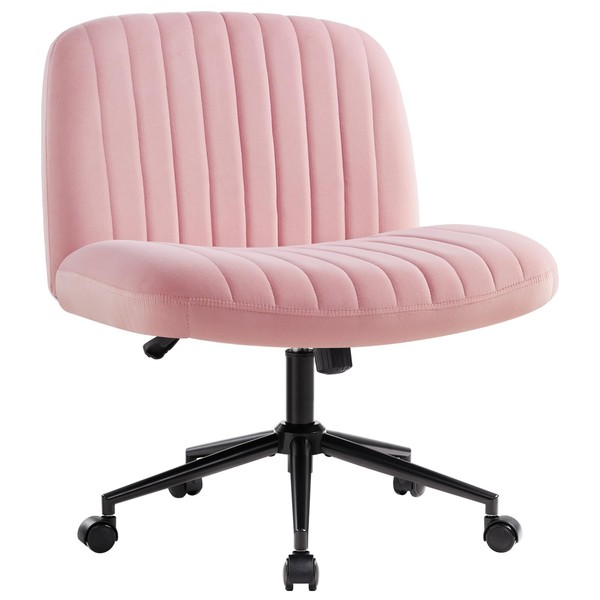 IWMH Armless Wide Seat Office Chair, Criss Cross Legged Desk