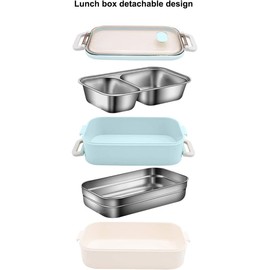 Belegao Bento Lunch Box for Adults Kids 2-layer Food Containers Compartment Reusable Leak Proof Lunchbox Food Container Freezer Dishwasher for Adults Work Children School (BPA Free)