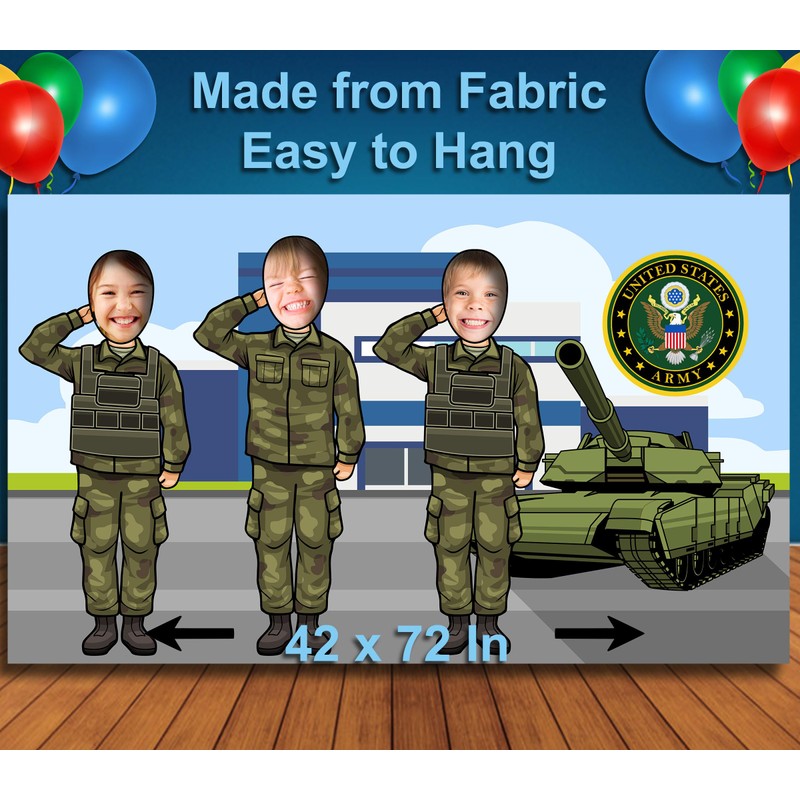 US Army Theme Face Cutout, 42x72 Photo Standee, Party Selfie