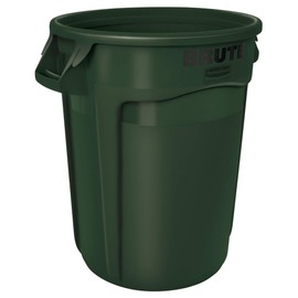 Rubbermaid Commercial Products BRUTE Heavy-Duty Round Trash/Garbage Can, 32-Gallon, Green, Outdoor Waste Container for Home/Garage/Mall/Office/Stadium/Bathroom