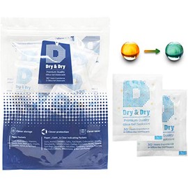 Dry & Dry 5 Gram [20 Packs] Food Safe Silica Gel Orange Indicating(Orange to Dark Green) Mixed Silica Gel Packs Desiccant - Rechargeable Moisture Absorber Silica Gel Packets