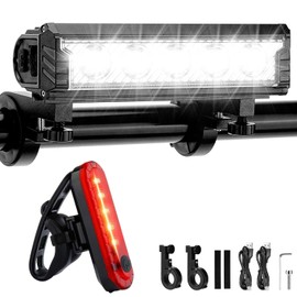 Luces para Bicicleta Recargable 2800 Lúmenes 6600mAh con Luz Trasera Recargable, luz para Bicicleta superbrillantes