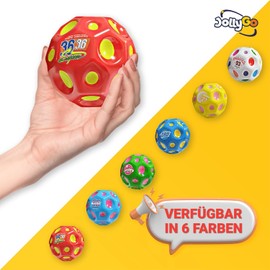 JollyGo Jump Ball, 9.5 cm, Set of 2, Big Moon Ball, Super High Bouncy, Lightweight PU Material, for Children and Pets, Interactive Toy for Stress Relief Bouncy Balls for Children Outdoor (Yellow &