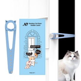 Neobay Cat Door Latch with Stabilizer, 7 Sizes Adjustable Cat Door Holder Latch to Keep Dog Out of Litter Box, Economical Alternative of Pet Gates and Interior Pet Door, Blue, 1 Pack