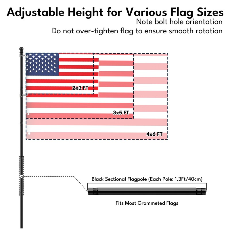 6FT Heavy Duty Flag Pole for Outside House (1 Pack,