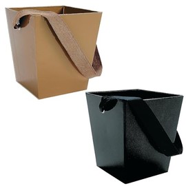 Fun Express Cardboard Buckets with Ribbon Handle Kit Gold & Black - 12 Pieces