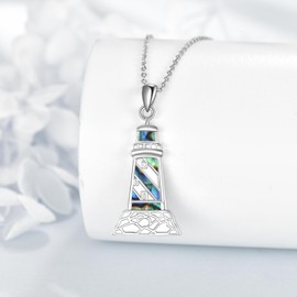 VENACOLY Lighthouse Necklace 925 Sterling Silver Lighthouse Pendant Jewellery Gifts for Women, Sterling Silver