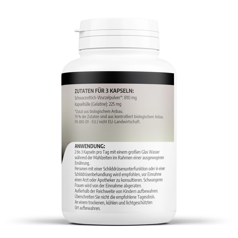 Organic Black Radish - 270 mg - 200 Capsules