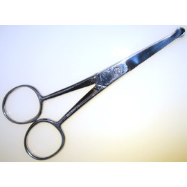 5" curved MUSTACHE + NOSE HAIR SCISSORS mulit-purpose w/safety tips