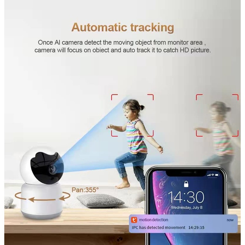 Bawofu Home Security Camera, Tuya 3MP Indoor Pan-Tilt Smart Camera
