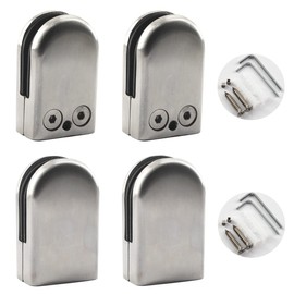 Stainless Steel Adjustable Glass Clamp for 10-12mm Glass, Round Glass Clip Bracket for Staircase Handrail Bathroom Glass Pack of 4